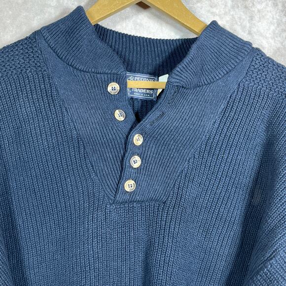 Peconic Bay Traders Chenille Sweater Mens Large Blue Knit Grandpa Cabincore USA - Picture 2 of 8
